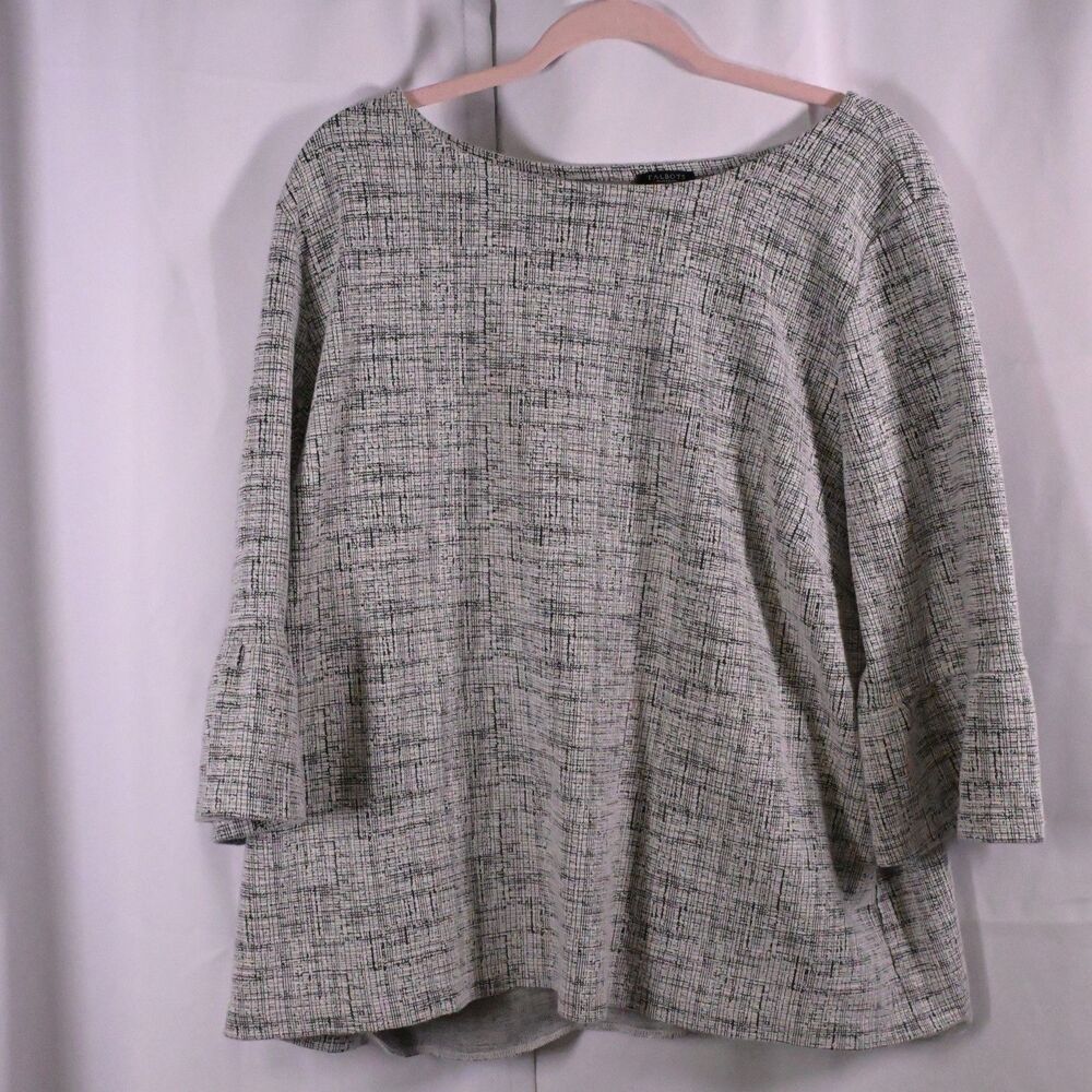Talbots Gray Textured 3/4 Bell Sleeve Cotton Polyester‎ Tunic Women's 3XP